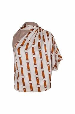 NEW JUAN DE DIOS women's chiminango satin silk blouse in horse reins rie